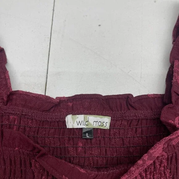 Wild Moss Dress Womens Large Red Floral Square Neck Bell Sleeve Fit & Flare Mini - Picture 3 of 7